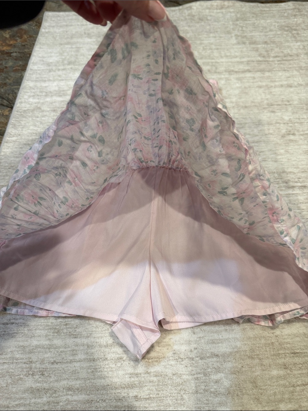 Hollister Pink Floral Smocked Sundress Romper - Picture 6 of 9